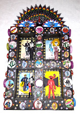 OOAK Mexican Folk Art DAY OF THE DEAD Dia de Los Muertos 4-panel NICHE Loteria picture