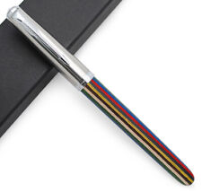 Jinhao 86 Resin/Wood Fountain Pen Silver Cap Extra Fine Nib 0.38mm Ink Gift Pen picture