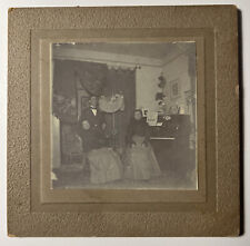 c1900 VICTORIAN People in Music Room PIANO INTERIOR Cabinet Card Photo picture