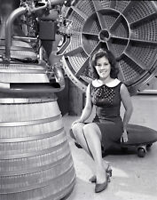 1968 Miss NASA With An Apollo Rocket Engine 8x10 Photo #1 On 8.5