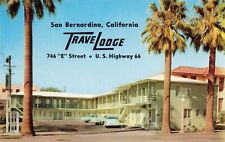 Postcard San Bernardino Travel Lodge Hotel California Highway 66 Old Cars picture