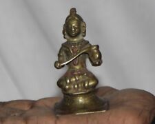 1850's Vintage Old Brass Handcrafted Hindu Goddess Saraswati Figure Statue 10803 picture