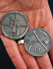 The Challenge. The Line. The Sacrifice. Thin Red Line Firefighter Challenge Coin picture