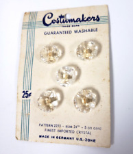 VINTAGE COSTUMAKERS CRYSTAL GLASS  BUTTONS NOS GERMANY 2233 picture