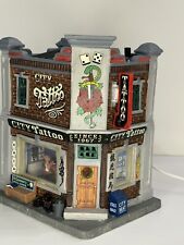 RARE Lemax City Tattoo Lighted Christmas Village House + Figures Coventry Cove picture