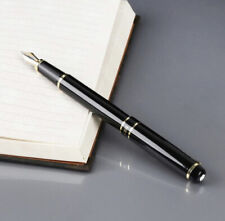 Hero 1501 Fountain Pen Black Gold Fine FREE Leather Case & Ink picture