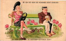 Vintage Postcard- ET ON DIT QUE LES HOMMES SONT CHAUDES OLD WOMAN A 1910 UnPost picture