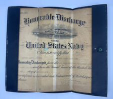 1946 US NAVY HONORABLE DISCHARGE CERT W CASE VINTAGE WWII BAKER 1ST CLASS WW2 picture