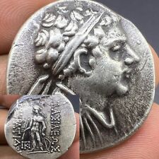 Hellenistic Greek Antiquities Ancient Bactrian Silver Coin Eucratides 171-145 BC picture