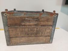 VINTAGE EAST END DAIRY WILLIAMSPORT PA MILK BOTTLE CRATE WOOD BOX ADVERTISING picture