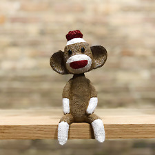 Sock Monkey Sitting Bobblehead - Sits on Shelf, Desk, Table - Brand New picture