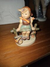 Hummel 1938 Just Resting TMK4 Girl Sitting On Fence w/Basket 3 3/4” Tall picture