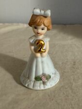 1982 Enesco Growing Up Birthday Girls Brunette Hair Age 2 Figurine-Mint picture