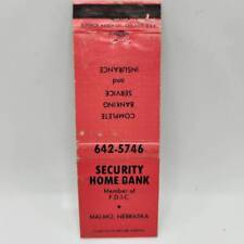 Vintage Matchcover Security Home Bank Malmo Nebraska picture