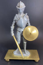 Vintage Iron Brass Knight In Shining Armor Figurine Sword and Shield Unique picture