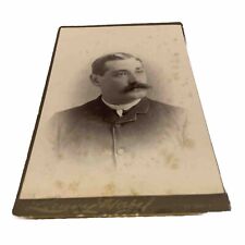 Antique Circa 1800s Cabinet Card Dapper Man With Mustache Savannah GA picture