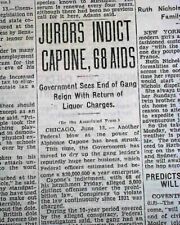 AL 'SCARFACE' CAPONE Prohibition Volstead Act BEER Indictment 1931 old Newspaper picture