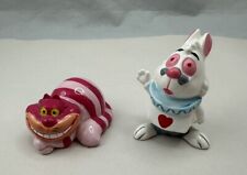 White Rabbit +Cheshire Cat Alice in Wonderland Disney Figurines Vintage ~ 3” picture