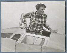 Amelia Earhart Aviatrex Crawls Out of Cockpit 1937 Original Press Wire Photo picture
