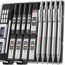 5 PCS Art Mechanical Pencil Set, Metal Drafting Pencils 0.3, 0.5, 0.7, 0.9, 2Mm  picture