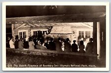 RPPC Beach Fireplace at Rosemary Inn Olympic National Park WA UNP Postcard K1 picture