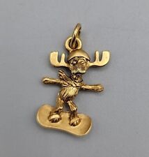 Markie Moose Snow Boarding Gold Tone Pendant Mark Elliot Schwabe Collectible picture