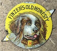 Antique Tin Chewing Tobacco FINZERS OLD HONESTY Seal Tag -  Dog Litho picture