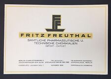 Fritz Freuthal Pharmaceutical & Industrial Chemicals Advertisement Card Berlin picture