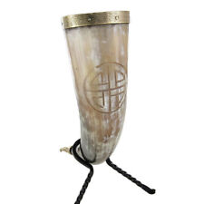 Medieval Stand w/ Drinking Shield Knot Horn Vessel Viking Norse Renaissance Set picture