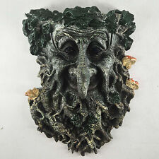 Wood Spirit Forest Face Sculpture Tree Wizard Wall Pocket w mushrooms snail picture