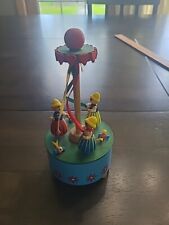 Vintage Steinbach Wooden Music Box Maypole Dancers Spin Carousel West Germany picture