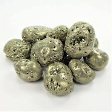 Tumbled Iron Pyrite Druzy Crystal Stones (3 Pcs) Fools Gold Polished Gemstones picture