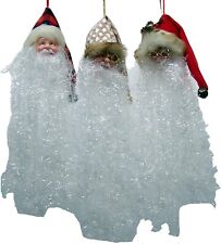 Set of 3 Assorted Bearded Hanging Santa Ornaments, Unique Holiday Tree Decor picture