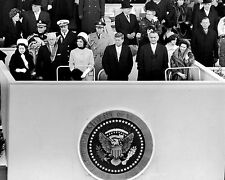 JOHN F. KENNEDY ON PLATFORM FOR HIS INAUGURATION IN 1961 - 8X10 PHOTO (ZZ-809) picture