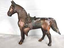 10” tall Copper or Brass Pot Metal Horse Sculpture Statue Figure with Patina picture