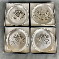 Wendell August Forge Lot of 4 Small Pewter Plates Masons picture