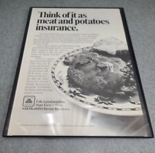 Vintage 1974 State Farm Insurance Company Print Ad Meat Potatoes Framed 8.5x11  picture