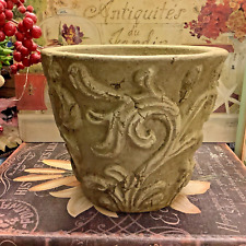 Beautiful Old/Vintage Inspired~Flower/Cache’ Pot~w/Relief Design~6.5”H X 7.75” R picture