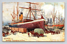 Ships at Lyttleton New Zealand NZ Mutton Trade Raphael Tuck's Oilette Postcard picture