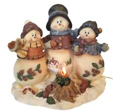 Christmas Snowman Coat Hat Scarf Lamp Night Light Camp Fire Holiday Winter picture