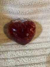 Ruby RED HEART  Glass Paperweight Art Glass Gift picture