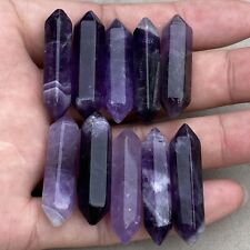 10pcs Natural dreamy Amethyst Obelisk Quartz Crystal Wand Double Point Healing picture