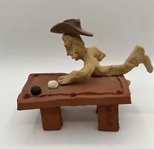 Tom Schoolcraft Cowboy Sculpture Playing Pool Billiards With Table, Cue, & Balls picture