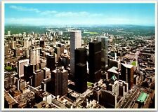 VINTAGE CONTINENTAL SIZED POSTCARD BIRD'S EYE VIEW OF DOWNTOWN TORONTO CANADA picture