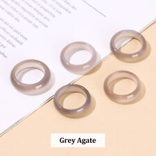 6mm Natural Crystal Chalcedony Gemstone Ring Men Women Finger Circle Round Ring picture
