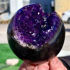374G Natural quartz crystal amethyst sphere amethyst opens its mouth and smiles picture