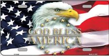 GOD BLESS AMERICA AMERICAN FLAG EAGLE METAL CAR LICENSE PLATE picture