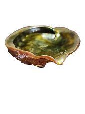 Abalone Shell Natural Iridescent 3 Lucite Footed Bowl Dish Vtg MCM Beach Decor picture