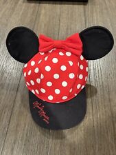 Disney Parks Minnie Mouse Youth Baseball Red Polka Dot Hat Cap w/ Ears And Bow picture
