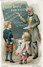 19th Century School Teacher 1891c Perry Davis Pain Killer Ad Trade Card Quack picture